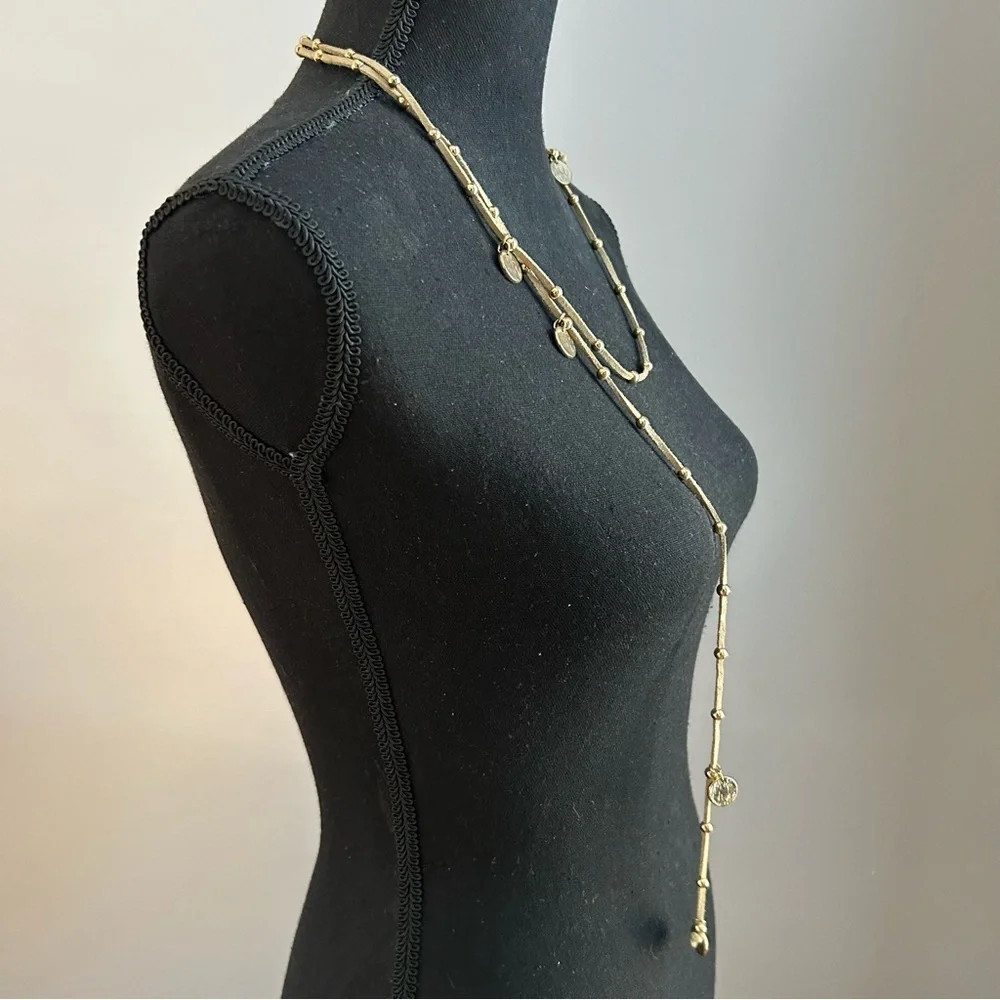 Adjustable Gold Ball and Disc Detail Necklace